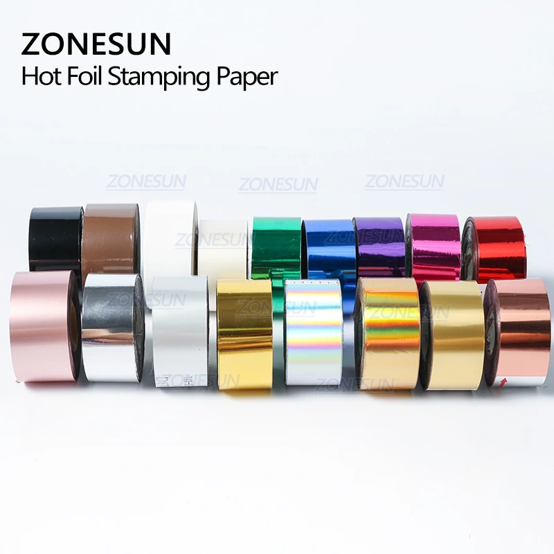 ZONESUN Freies Verschiffen Heißprägefolie 3cm Heißer Stempel Band Datum Codierung Folie Papier Heißer Präge Folie Papier Machen bunte Logo