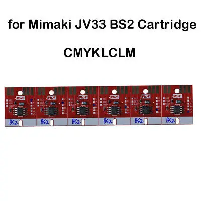 Permanent Chips for Mimaki JV33 BS2 Cartridge CMYKLCLM 6 Colors Auto Reset Chip