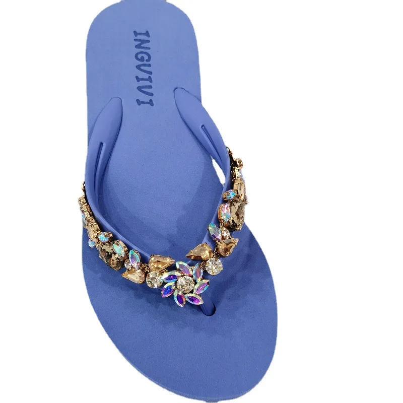 Glitter Slides Shoes Rubber Flip Flops Slippers Women Summer Low On A Wedge Shale Female Beach Jelly Hawaiian Flat Sabot TPR Cry