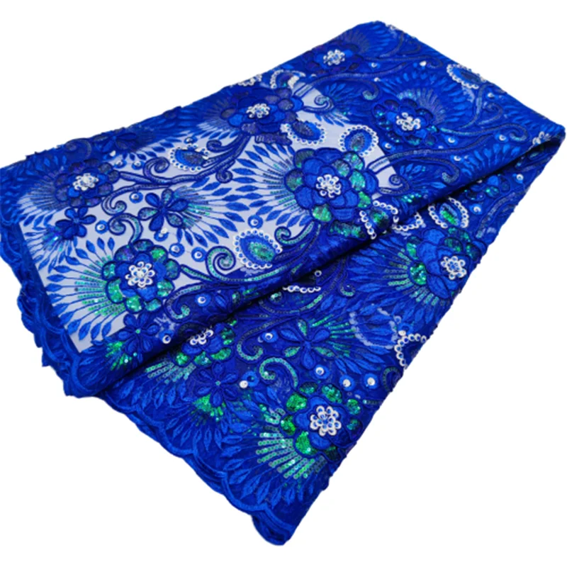 

African Lace Embroidered Fabric Nigerian Sequins Lace Fabrics 2021 High Quality Lace French Lace Fabric For Women Sew Y99-03