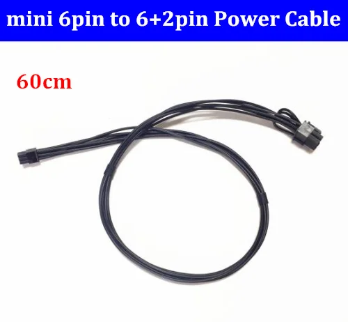 

10pcs/lot Mini 6pin to 8(6+2)pin PCIe PCI-E Power Cable for Apple iMAC Mac Pro G5 Tower Video Card 60cm 6P Male to 8Pin Male