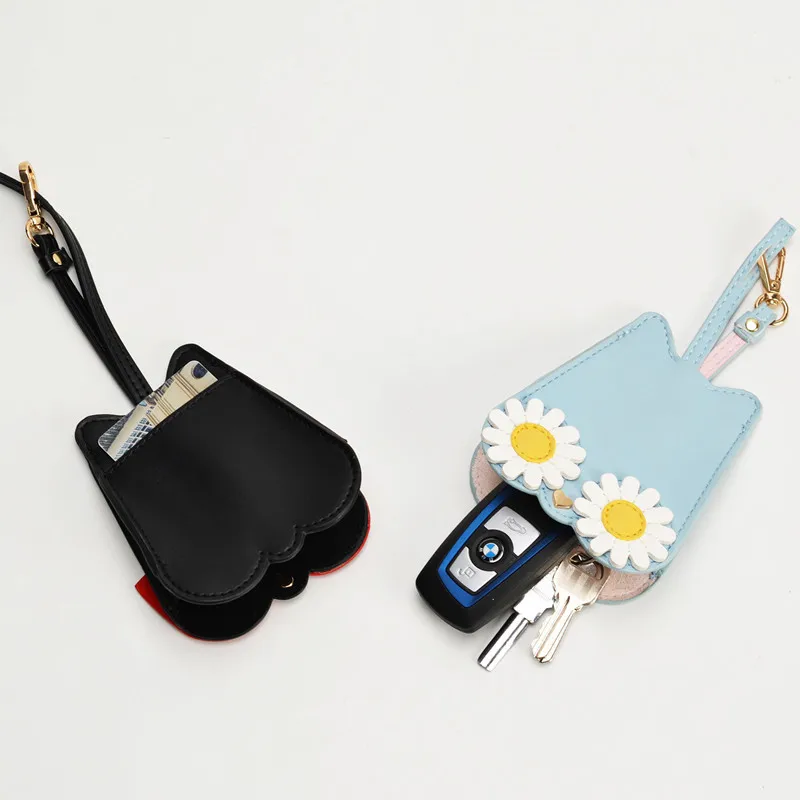 2022 INS Cartoon Car Key Case PU Leathe Key Bag Coin Purse Card Holder Key Housekeeper Keychain Case Multifunctional Key Cover