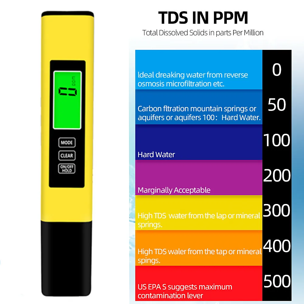 0.01 دقة الرقمية PH EC مقياس إجمالي المواد المذابة اختبار درجة الحرارة القلم المياه نقاء PPM تصفية المائية لحوض السمك بركة المياه