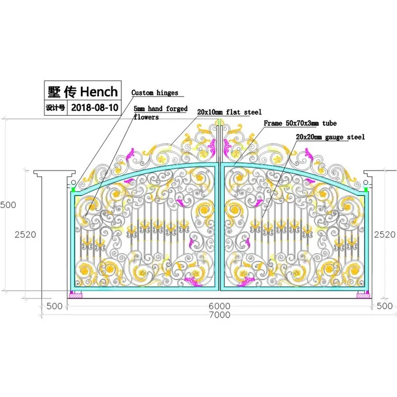 Wholesale Wrought Iron Home Garden Driveway Gates Designs HC- Wig4