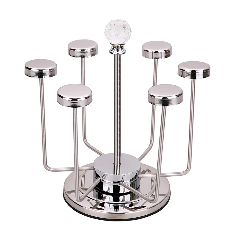 Stainless Steel Cup Holder, Creative Wine Glass Holder, 6 Rotating, Upside Down Cup Holder