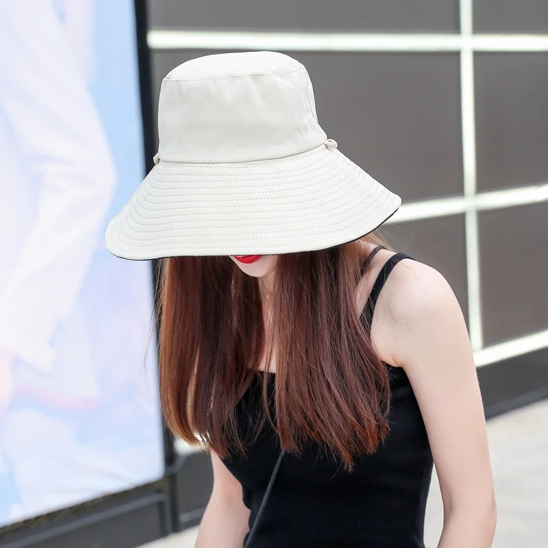 Sun Hat Summer Foldable Bucket Hat for women  Outdoor Sunscreen Cotton Fishing Hunting Cap Anti-UV  wide brim bucket  Sun hat