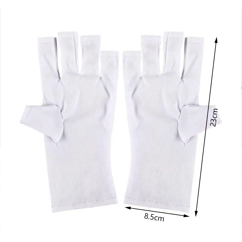 1 Pair White Fingerless LED UV Anti UV Gloves UV Shield Glove