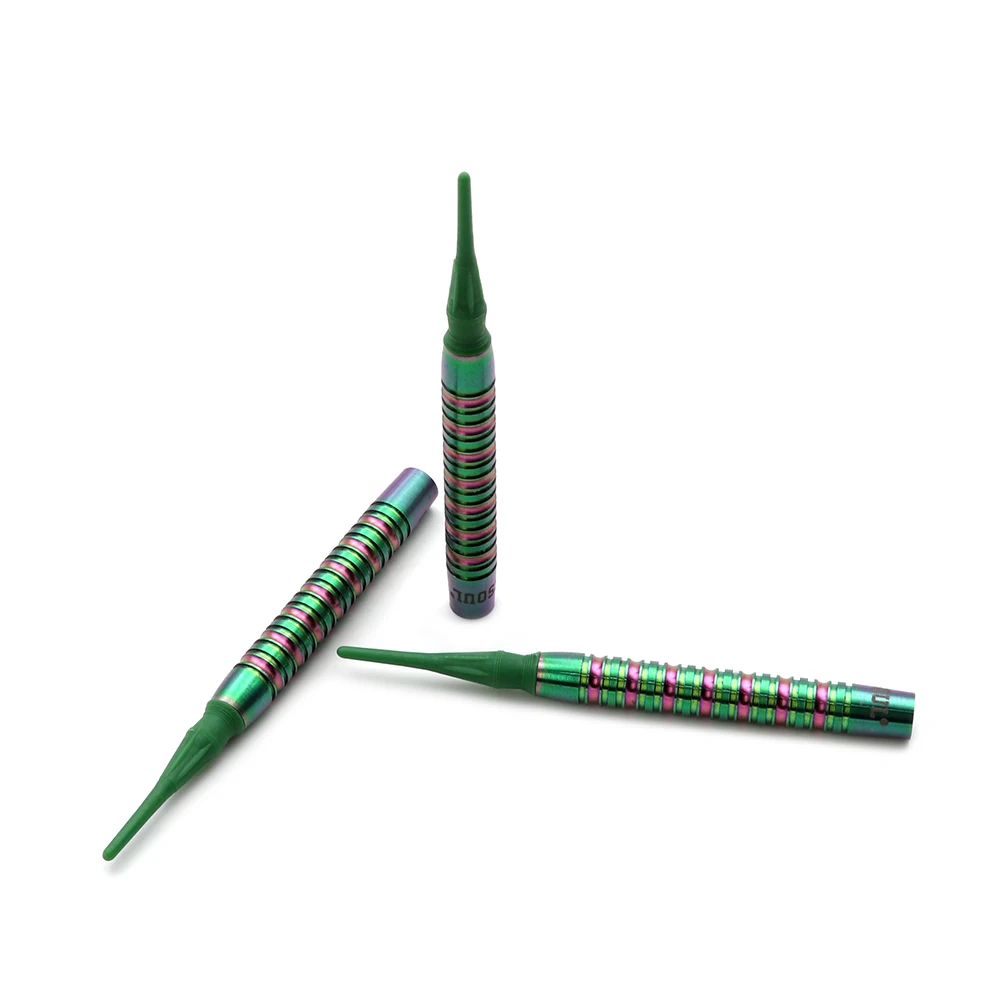 Cuesoul Groene Edelsteen Uniformiteit Titanium Coated-19g Soft Tip Tungsten Darts