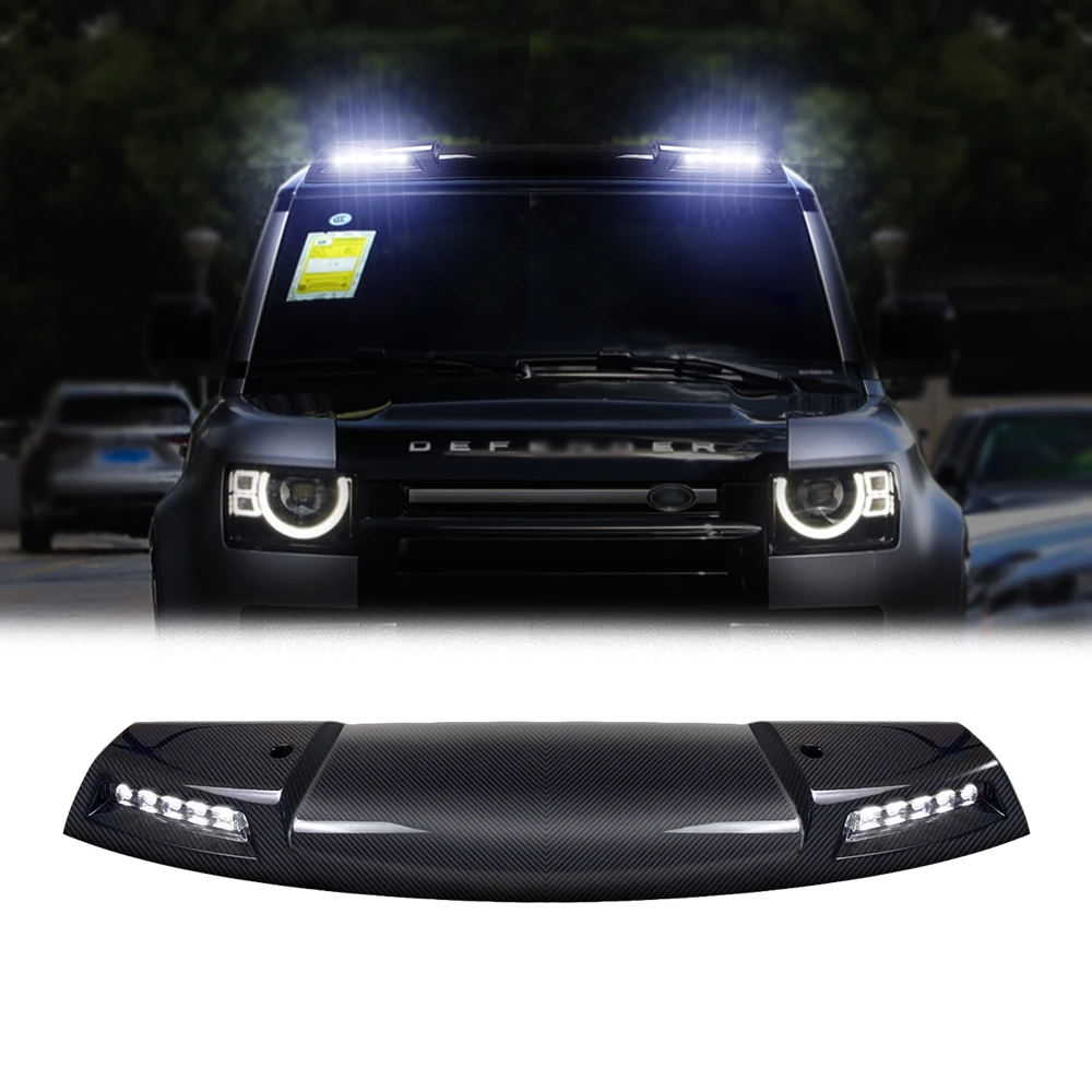 

Real carbon fiber Roof Light Pod For LAND ROVER DEFEND 2020 2021 Top Light Modification Accessories Luggage Rack Off-road light