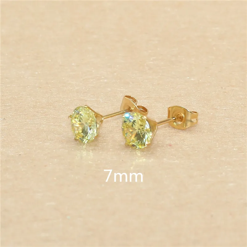 1 Paar Lemonyellow Hypoallergene Edelstahl-Ohrstecker mit AAA-Zirkonia, CZ-Knochenohrstecker-Set für Damen und Herren, 2-8 mm – Detail 9