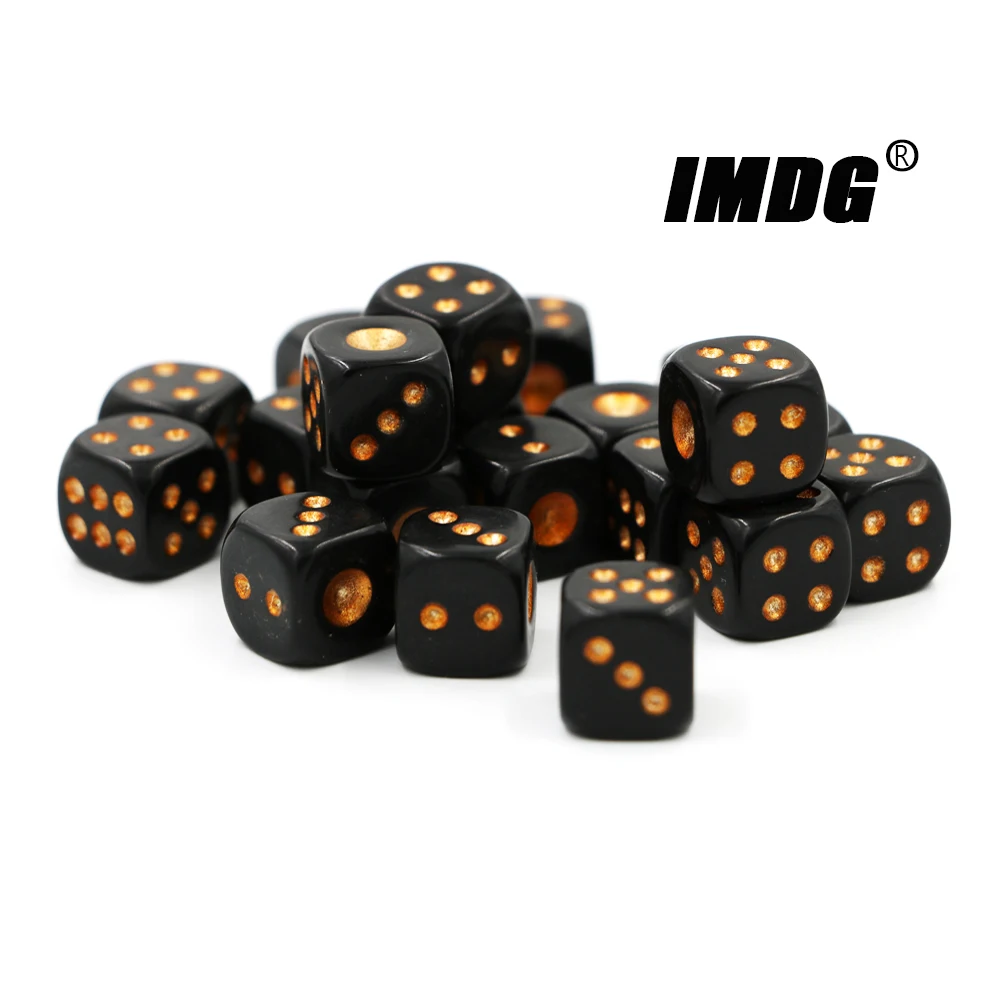 20pcs/Pack Acrylic Black Gold Dots Dice 13mm Blue #13 Round Corner High Quality Boutique Bar Dice