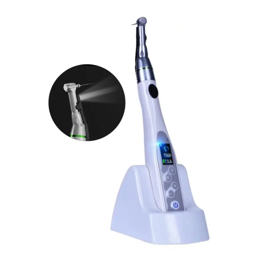 

Dental Wireless Mini LED Endo Motor 16:1 Reduction Contra Angle Handpiece 9 Program Settings Auto Reverse Endo Treatment Motor