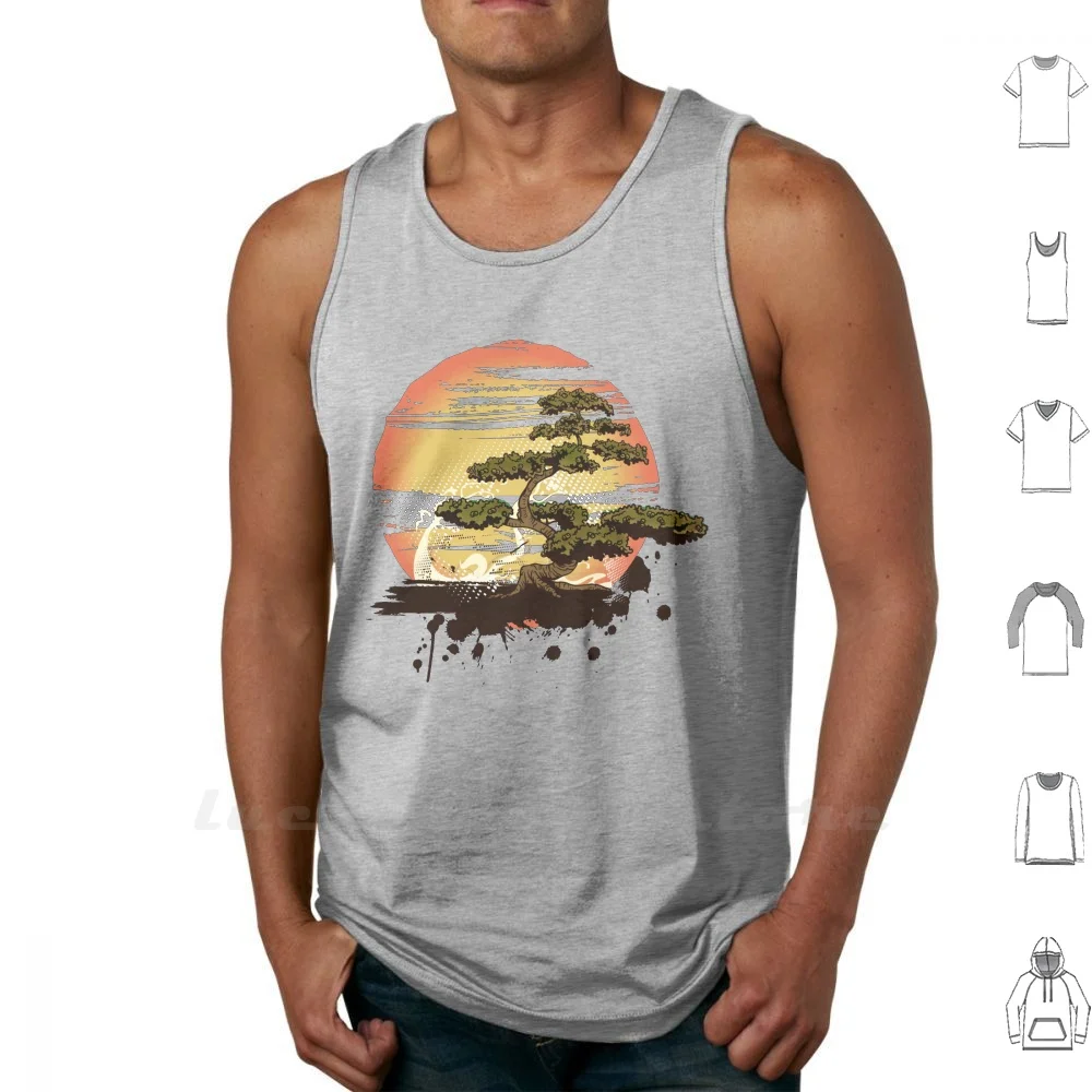 Bonsai Tree Karate Dojo Sleeveless Tank Top Vest Cotton Japanese Bonsai Karate Martial Arts Cool Design Karate Dojo Karate Kid