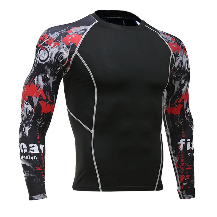 MMA Compression Long sleeve thermal T-shirt shirt Men's winter clothing Fitness Slim T-shirt rash guard Male thermal underwear