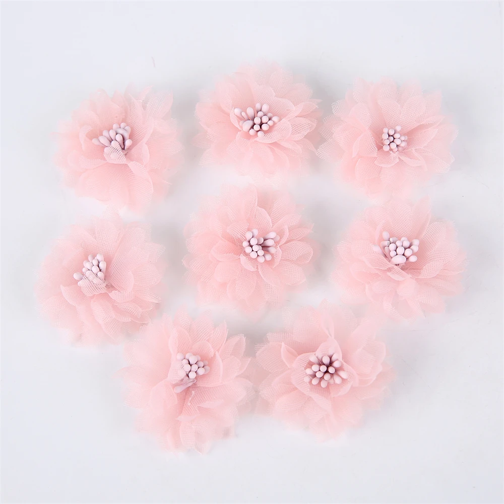 10 Stück Chiffon Künstliche Blumen DIY Blumen Kopfbedeckung Kleid Hochzeitsdekorationen Home Decor Kleidung Accessoires Haarschmuck – Detail 7
