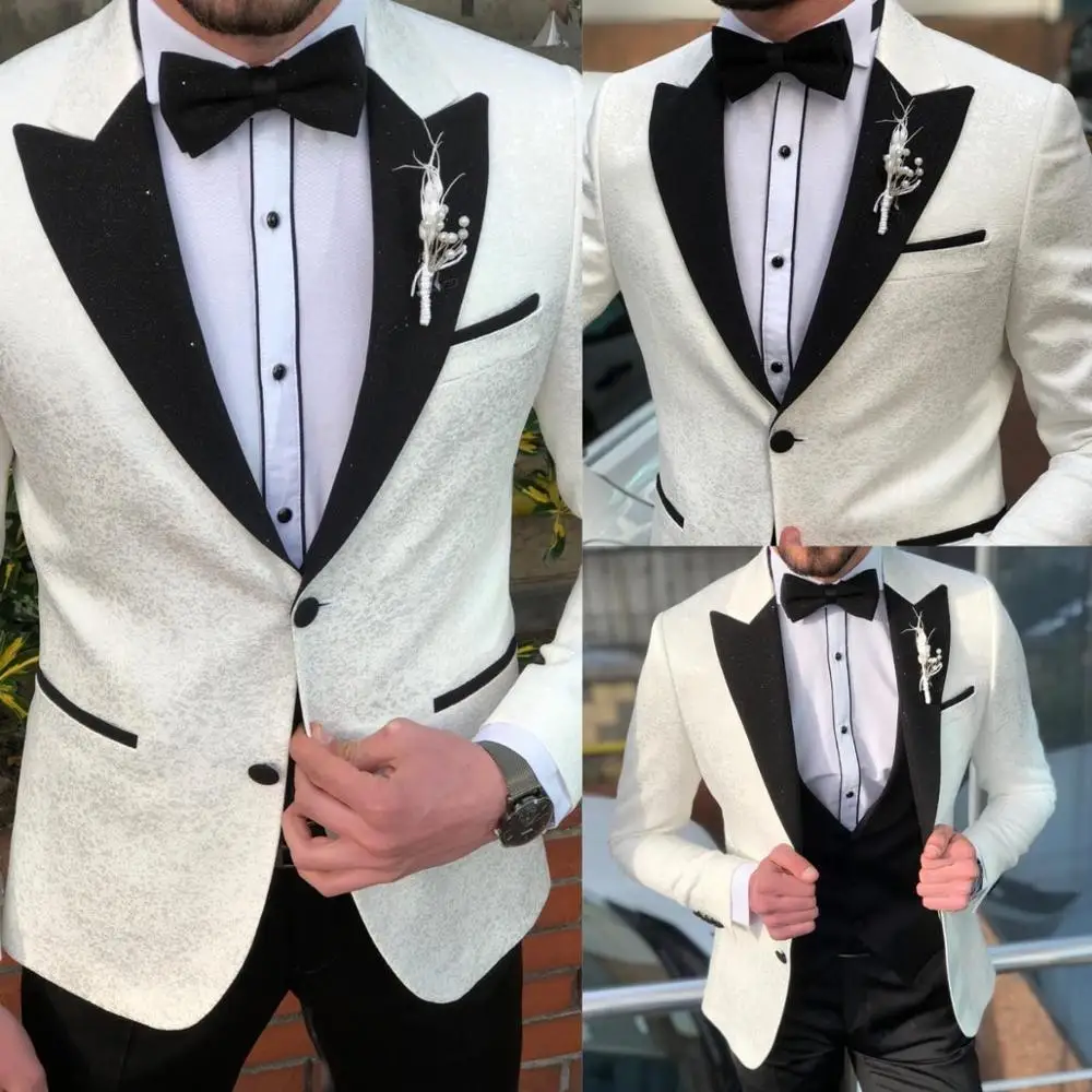 Tùy Chỉnh Nam Nữ 2020 Cưới Tuxedos Chính Thức Nhất Người Phù Hợp Với Chú Rể Mặc Tuxedos 3 Cái Quần Lót Su (Áo Khoác + Quần + Áo)