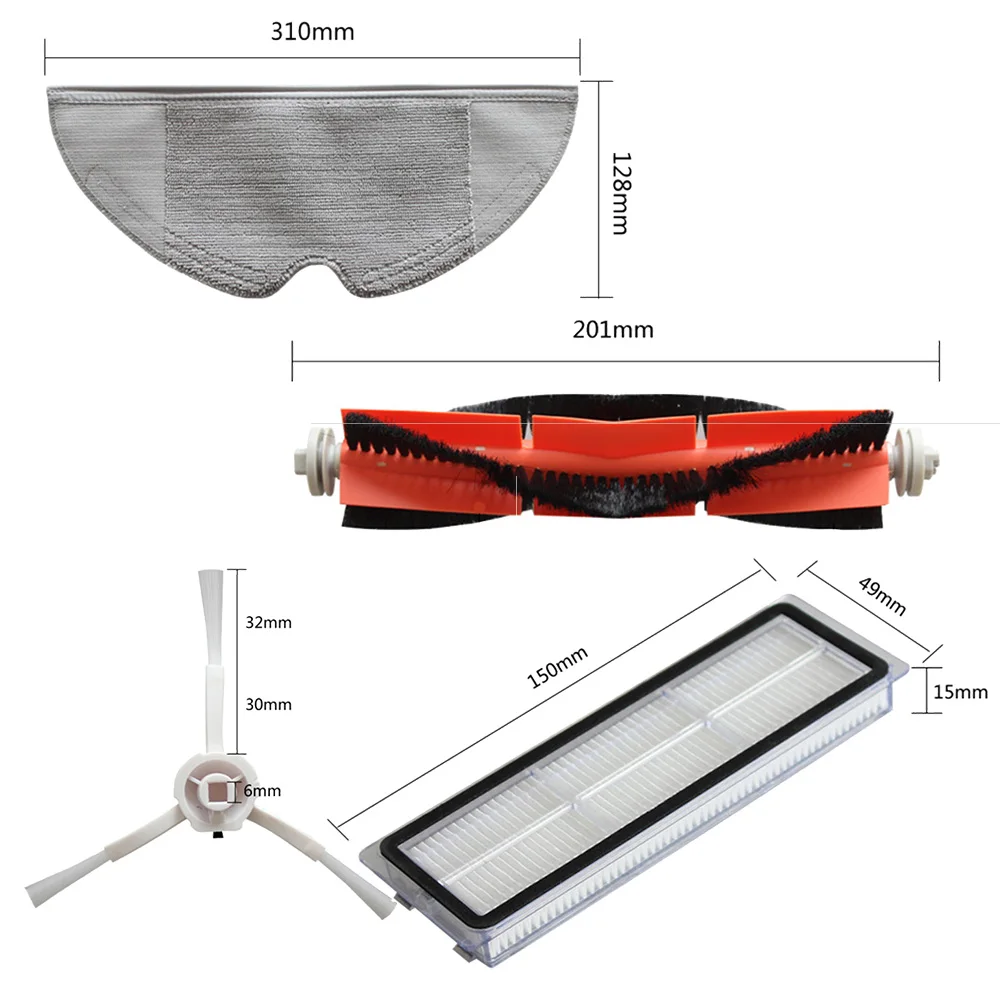 แผ่นกรอง HEPA + แปรงหลักด้านข้างสำหรับ Xiaomi 1C Mijia STYTJ01ZHM Dreame F9กวาดหุ่นยนต์ดูดฝุ่นทำความสะอาด SKV4093GL ชิ้นส่วน