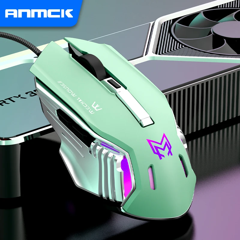 

Проводная игровая мышь Anmck RGB, USB, 6 кнопок, Регулируемая DPI, светодиодсветодиодный оптическая эргономичная тихий гейммер, Мыши для ПК, ноутбуков