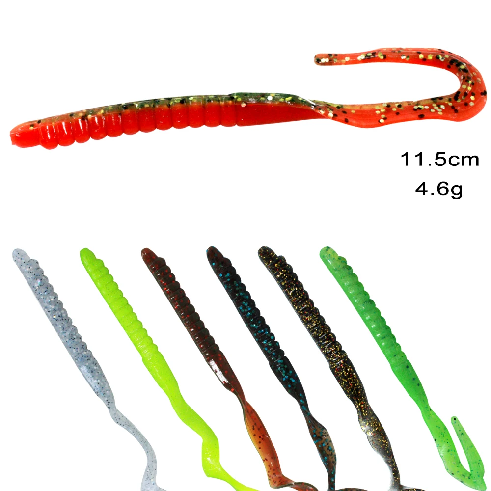 U forma cauda minhocas iscas macias larvas shad jerks slug 115mm 4.6g 10 pçs poleiro pique bagre maluco texas equipamento de pesca iscas macias