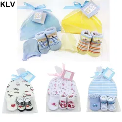 1 Bag Baby Socks + Anti-scratch Gloves +Hat Set Cute Cartoon Newborn Girls Boys 100 Days/1 Month Party Gift