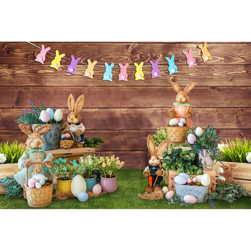 Backdrops de páscoa primavera flores fundo recém-nascido retrato coelho decoração floral banner fotografia adereços bebê crianças photostudio