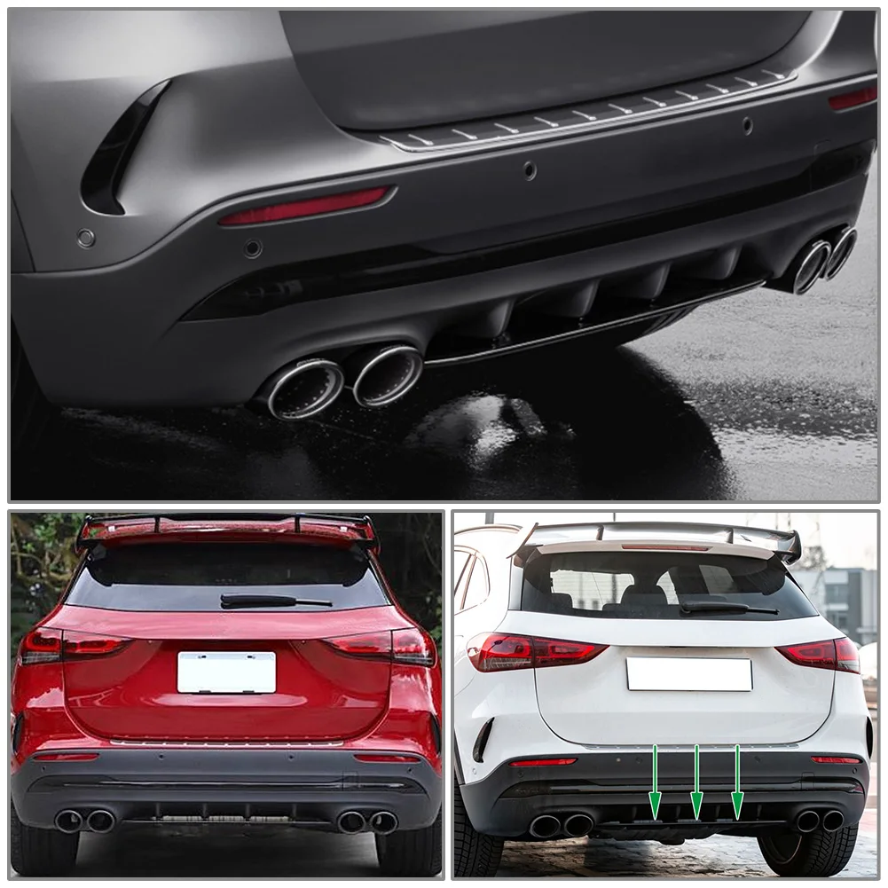 Glossy Black Car Rear Bumper Diffuser Lower Skid Plate Cover Lip Trim For Mercedes Benz GLA-Class H247 2020+ ABS Plastsic