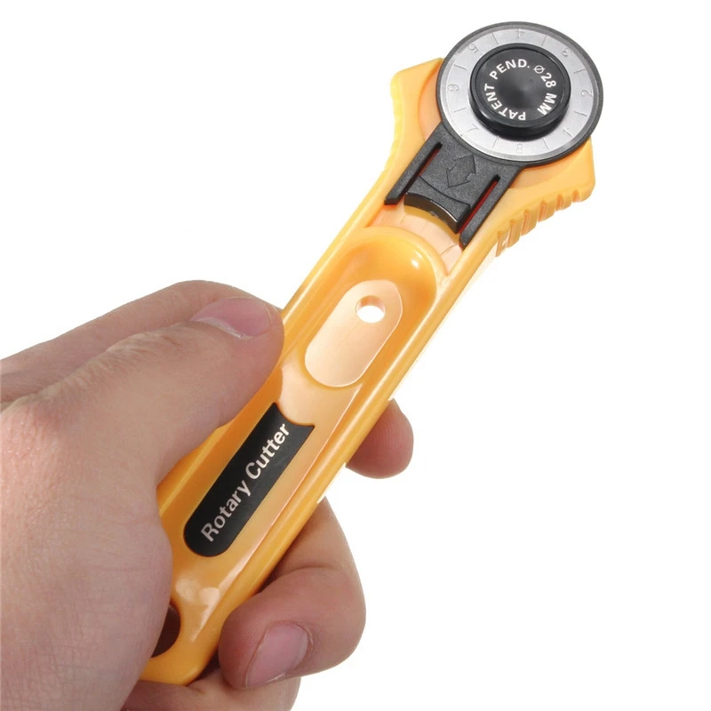 ผู้ใหญ่สีเหลือง Roller CUTTER ใบมีดวงกลมผ้าตัดเครื่องตัดสแตนเลส 28 มม.Quilting เครื่องมืออุปกรณ์