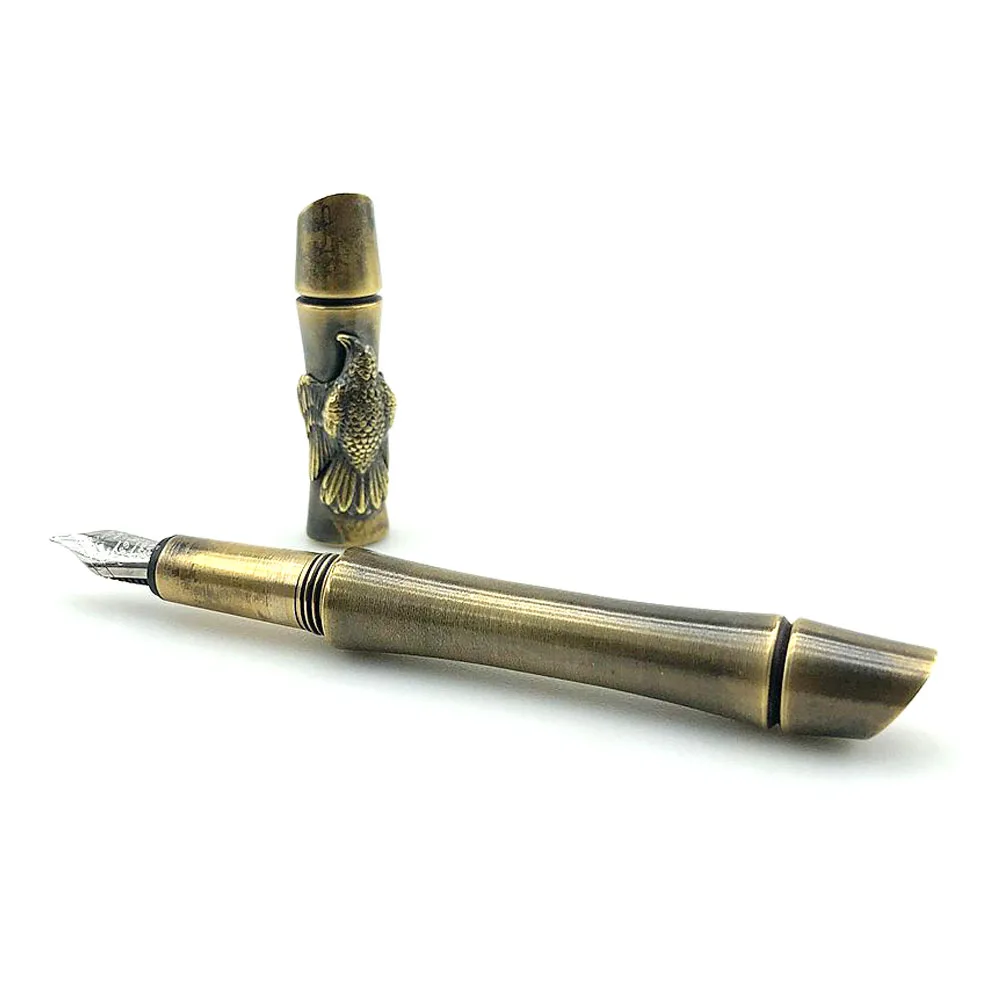 

Brass Eagle Fountain Pen Outdoors Writing Tools EDC Handmade Retro Self Defense Pocket Pen Portable Vintage Stationery Dad Gift