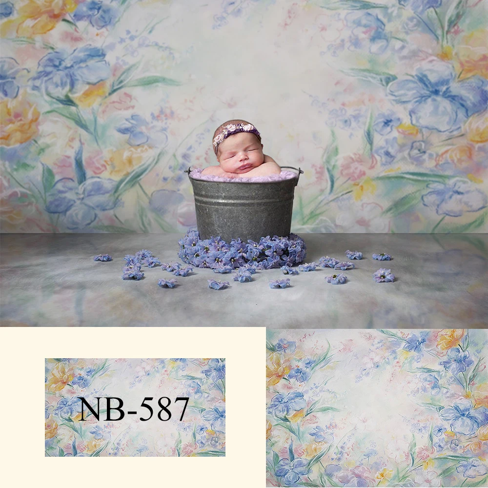 

Newborn Floral Photo Backdrop Oil Painting Printed Photography Background Children Portrait Photocall Backdrops