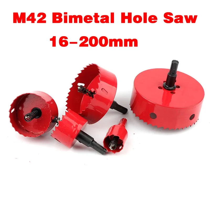 Bi-Metal M42 Wood Hole Saw 16-200mm Steel Drilling Drill Bit Cutter for Aluminum Iron Stainless Steel Plastic Cutter Drill Bits