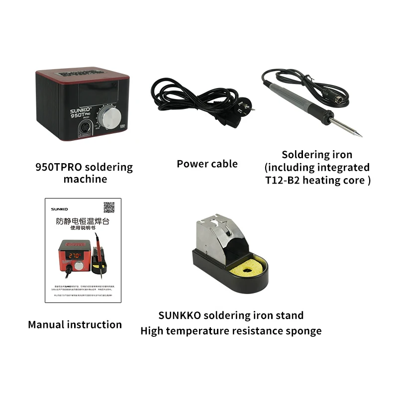 SUNKKO 950T Pro 75W Mini stazione per saldatore elettrico temperatura regolabile portatile antistatico T12 stazioni di riparazione per saldatura