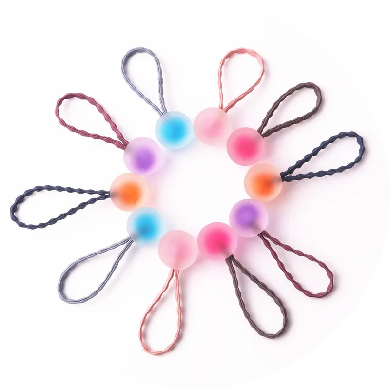 Little Girls Wholesale Candy Color Elastic Hairbands Hair Accessories For Birthday Handmade Rubber Bands Colorful Ball Hair Ties