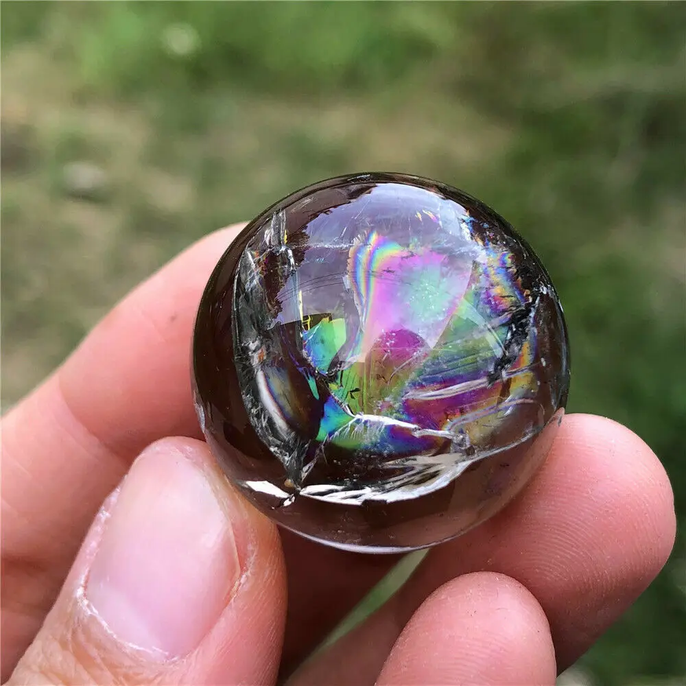 1PC natural rainbow smoked quartz ball Crystal ball 15mm-20mm Reiki healing