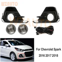 WZAUTO Front Bumper Fog Light Fog Lamp With Wiring Harness For Chevrolet Chevy Spark 2016 2017 2018 Daytime Running Light