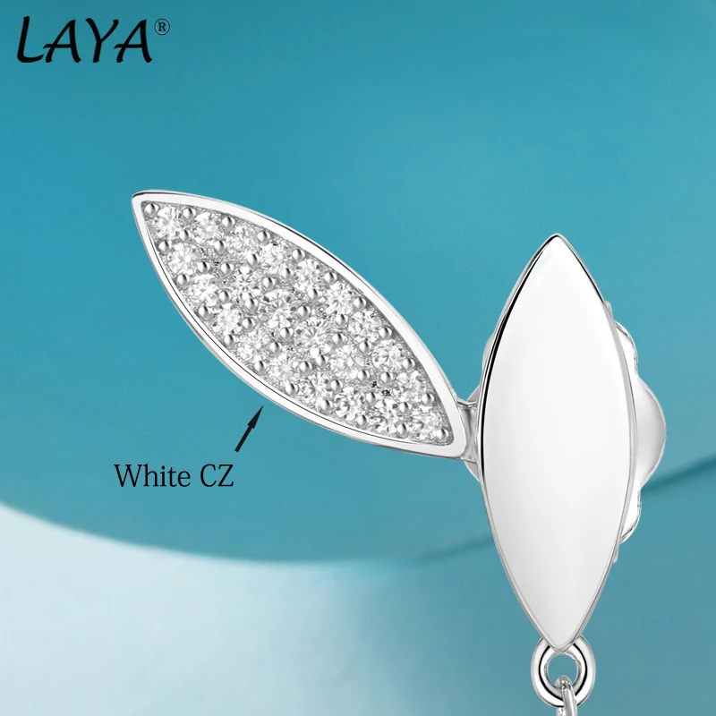 Laya 100% 925 Sterling Silver Shining Zircon Irregular Leaf Drop Earrings For Women Travel Entertainment Jewelry 2022 Trend