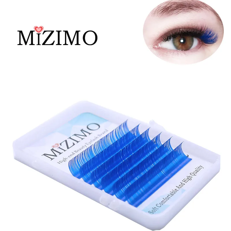 MIZIMO New Color Grafted Eyelashes 8-15mm Personalized Eyelashes Sky Blue Artificial Mink Hair Character Eyelash Extension