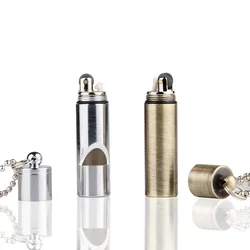 Outdoor Mini Petroleum Lighter Whistle Waterproof Grinding Wheel Kerosene Lighter Keychain Refillable Gasoline Lighter