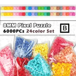 24colors 250PCs/bag 6000pcs 8*8mm Pixel Art Puzzle Blocks DIY 3D Small Brick For Children Educational Toy Kids Gifts