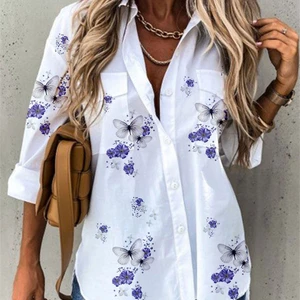 Temperament Women's Shirt Loose Long Sleeve Shirt Casual Women Printed Women Top 11 Main Sales Blouses Printed - №9