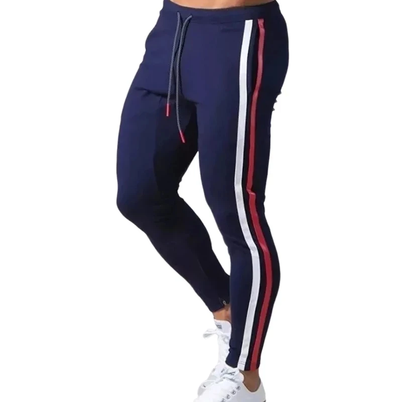 

Mens Joggers Side Stripe Sweatpants Man Gym Workout Fitness Cotton Trousers Male Casual Fashion Skinny Track Zipper Design Pants