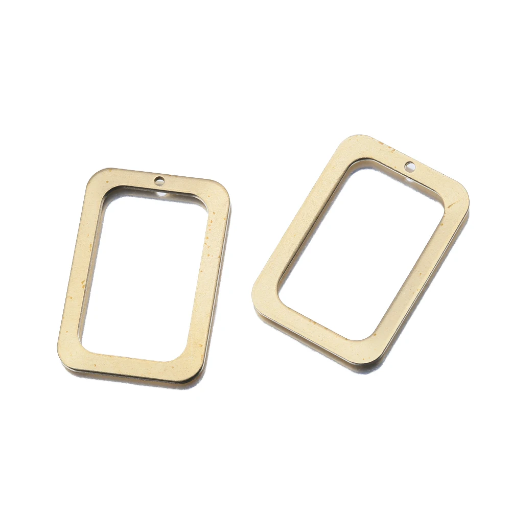 10Pcs Raw Brass Rectangle Hollow Out Frame Earrings Pendants Charms Resin Bezel Mold Diy For Jewelry Necklace Making Accessories