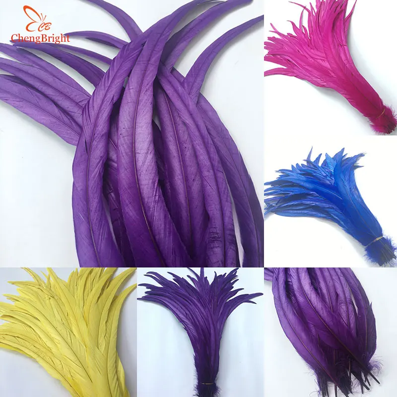 Wholesale 100pcs Natural Cock Tail Feathers 25-40cm / 10-16inch Clothing Decoration Stage Performance Rooster Feathers Plume