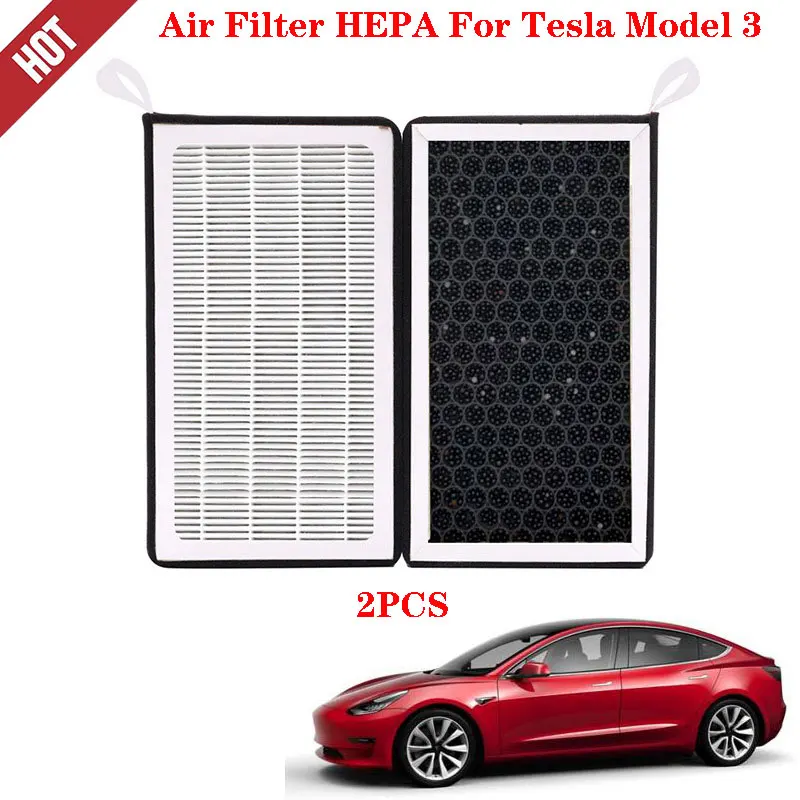 

For Tesla Model 3 New Air Filter HEPA Cleaner Accessories 2017-2020 2Pcs Car Air Condition Filter Replacement Protection