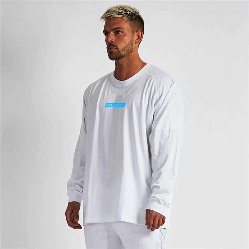 

Men's Clothing Training Fitness Fashion Long Sleeve Bodybuilding TShirts Sporting Running Oversized T Shirt