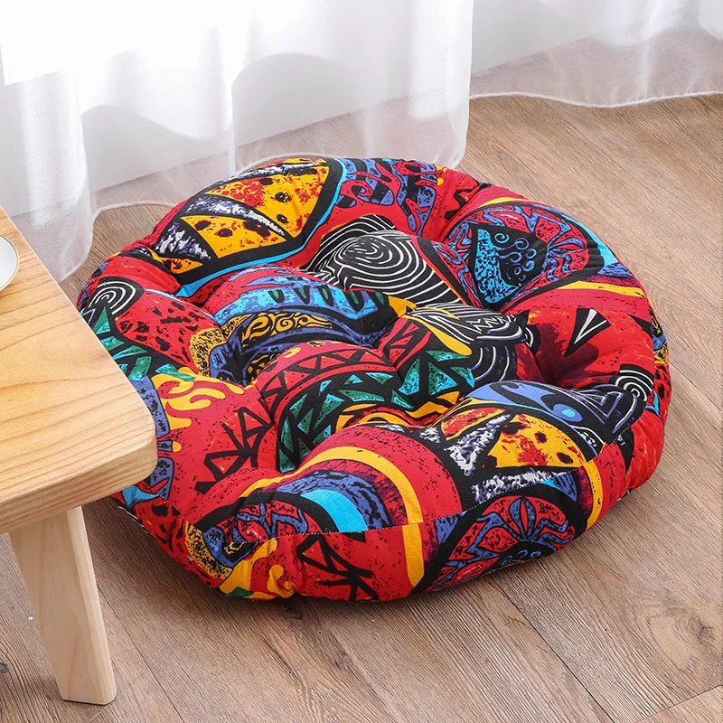 Mediterranean Style Japanese Spray Round Seat Cushion Square Jubilation Mat Pastoral Home Textile Bay Window Tatami Back Cushion