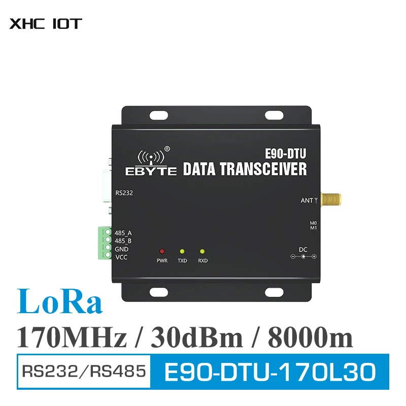 170MHz RS232 RS485 LoRa WirelessTransceiver SMA-K 1W 30 dBm Long Range 8km Rf Radio Modem for Data Transmission E90-DTU(170L30)