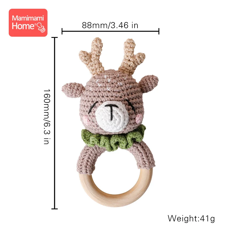 1Pc Baby Wooden Teether Crochet Giraffe Rattle Toy BPA Free Wood Rodent Rattle Baby Mobile Gym Educational Toys