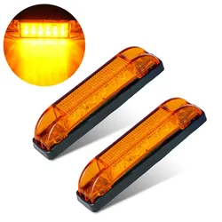 Luz LED de posición lateral para remolque, luz ámbar de 12V, 2 piezas, 6 LED, para camión, barco