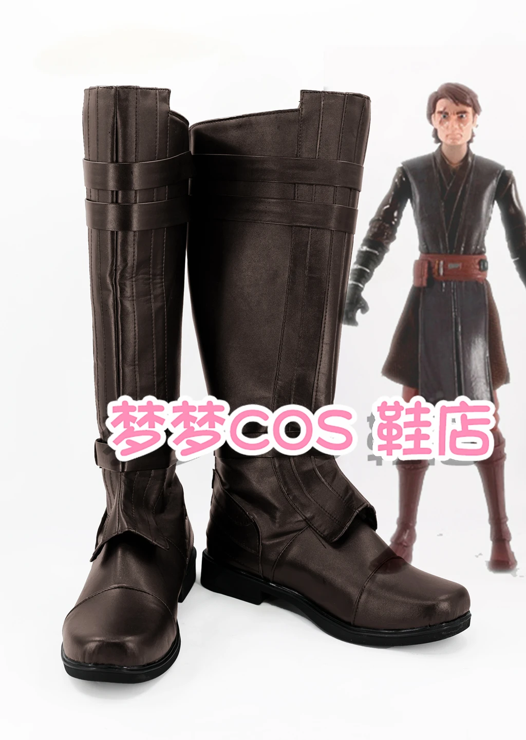 Anakin Skywalker Cosplay PU stivali scarpe tacco alto Halloween Cosplay Prop per uomini adulti