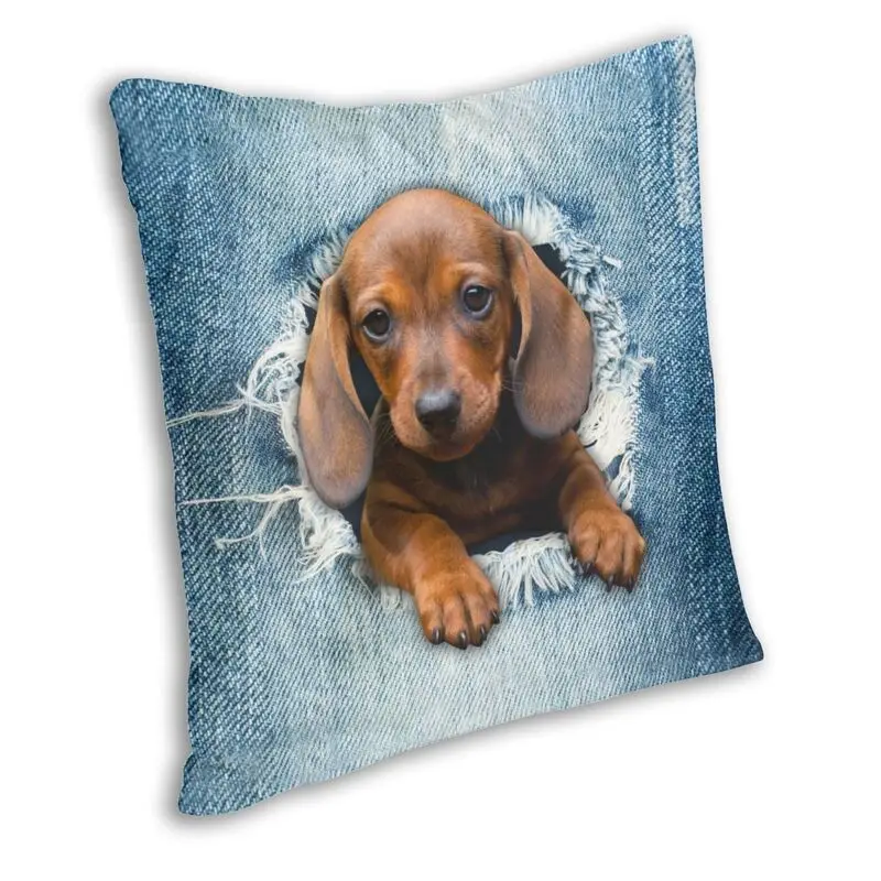 Cute Dachshund Dog Square Pillow Case Home Decorative Wiener Badger Sausage Cushions Cover Throw Pillow for Sofa Car Polyester